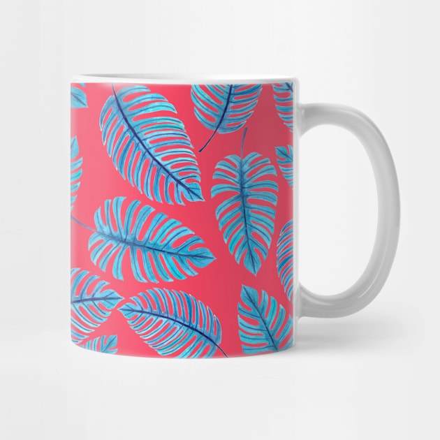 Monstera leaves, tropical watercolor pattern by katerinamk